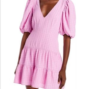 French connection pink puff sleeve mini dress
